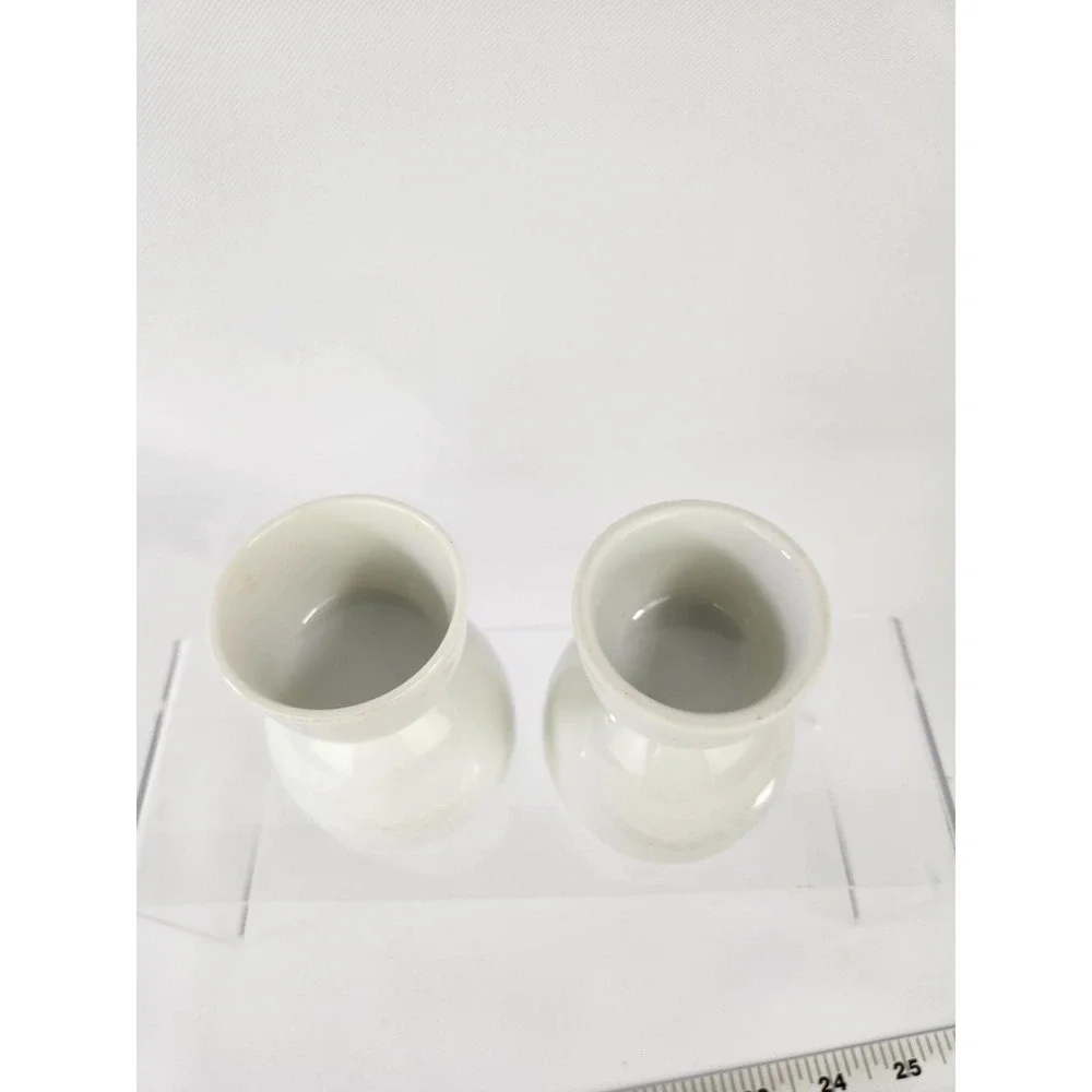 2 Vintage Double Egg Sides Solid White Porcelain Egg Cup Holder Ceramic